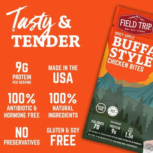 Vista 4 de Field Trip Bocaditos de carne seca de pollo, totalmente naturales y sin gluten, bocadillos saludables aptos para dieta keto y paleo, bajos