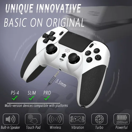 Vista 4 de TERIOS Wireless Controller Compatible with PS4PS4 ProPS4 Slim, (No Drift) Control for PS4 with Hall Sensor Joystick-Speakers-6 Axis Motion