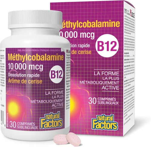 Vista 6 de Natural Factors Metilcobalamina 10,000 mcg - Suplemento de vitamina B12 en forma metabólicamente activa - Suplemento apoya la formación celular