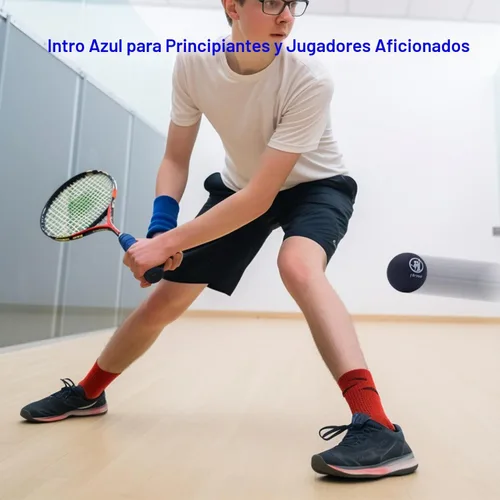 Vista 2 de J Bryant Squash Balls - Paquete de 4 bolas de goma de punto azul para principiantes y niños