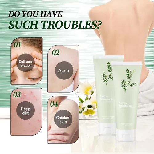 Vista 4 de Gel exfoliante purificador, 2 unidades de gel exfoliante facial y corporal de limpieza profunda, exfoliantes purificadores avanzados, exfoliante