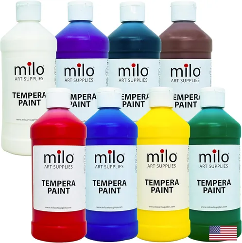 Vista 9 de milo Pintura de témpera fluorescente neón lavable, botellas de 16 onzas, 6 colores, fabricada en los Estados Unidos, brilla con luz ultravioleta