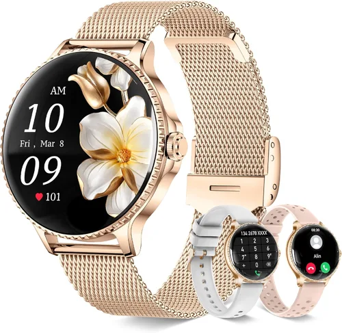 Vista 9 de Smart Watches for Women (Answer/Make Calls),1.19" AMOLED Slim Smartwatch with Heart Rate/Sleep Monitor,120+ Sport Modes Fitness Tracker with Rose
