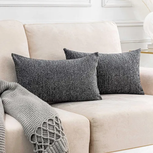 Vista 8 de Home Brilliant Fundas de almohada de primavera de 18 x 18 pulgadas, fundas de almohada decorativas de terciopelo chenille a rayas para decoración