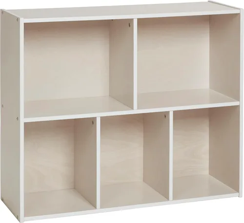 Vista 13 de ECR4Kids Streamline - Armario de almacenamiento de 5 compartimentos, 30 pulgadas, muebles de aula, gris lavado Durable birch, GREENGUARD Gold
