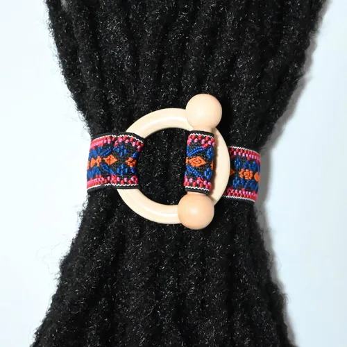 Vista 6 de 2 piezas de ligas para el cabello, accesorios para rastas, cinta elástica incrustada, soportes para cola de caballo coloridos estilo bohemio