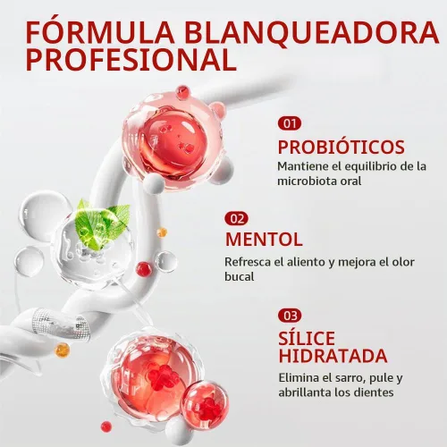 Vista 5 de SP-6 Pasta dental blanqueadora probiótica – Fórmula avanzada con 6 probióticos para blanqueamiento dental y salud de las encías, sin flúor, segura