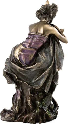 Vista 3 de Top Collection French New Art Nouveau - Estatua de dama y bestia, pintada a mano, escultura coleccionable de hermosa dama en bronce fundido en frío