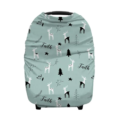 Vista 7 de Fundas de asiento de automóvil personalizadas con nombre a rayas de vaca, funda de lactancia personalizada para bebés, toldo de asiento de automóvil
