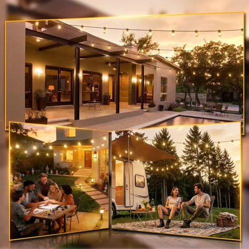 Vista 7 de addlon - Serie de luces LED para exteriores de 7.6 m con focos Edison irrompibles, cadena resistente a la intemperie y de grado comercial, luces