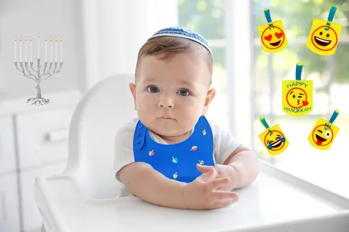 Vista 4 de The Dreidel Company Babero para bebé Hanukkah
