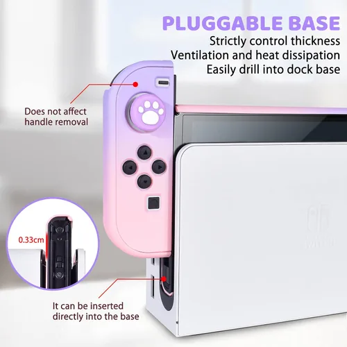 Vista 2 de DLseego Protective Case Design for Nintendo Switch OLED Joy-Con Controllers New Model 2021 with Glass Screen Protector and 4 Cute Thumb Grip Caps