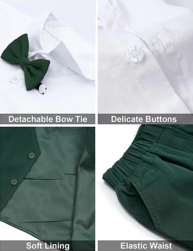 Vista 11 de A&J DESIGN Conjunto de traje de caballero para niños pequeños, 3 piezas, camisas, chaleco y pantalones