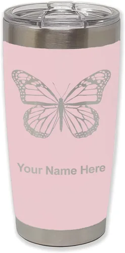 Vista 11 de LaserGram Vaso aislado al vacío de 20 onzas, mariposa monarca, grabado personalizado incluido (negro)