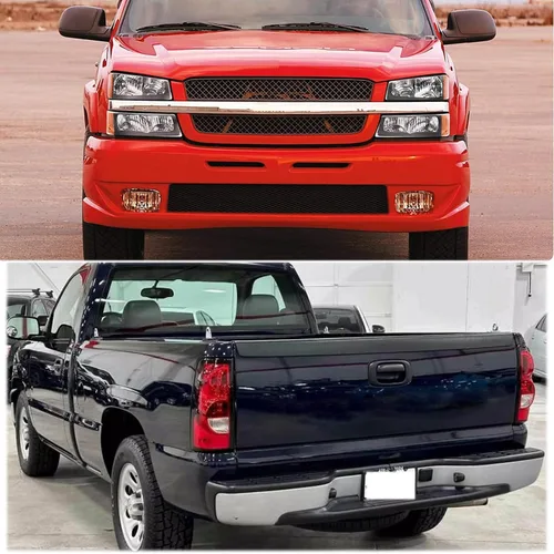 Vista 2 de Conjunto de faros delanteros y luces traseras compatible con 2003-2006 Chevy Silverado 1500 2500 3500, carcasa negra Silverado Classic 07, faro