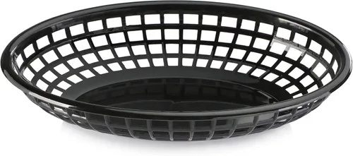 Vista 3 de New Star Foodservice Cestas de comida rápida, 9 1/4 x 6 pulgadas, ovaladas, juego de 12, color negro