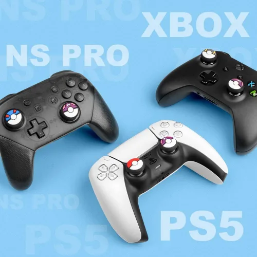 Vista 4 de Tapas de agarre para pulgar compatibles con el controlador Nintendo Switch Pro, tapas de silicona analógicas para controlador PS54, agarres
