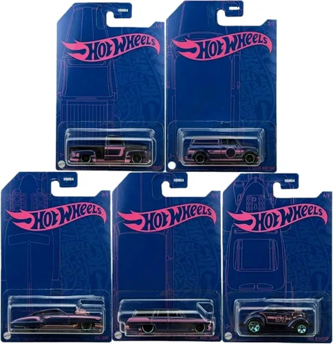 Vista 2 de Hot Wheels Juego completo de 5 vehículos fundidos a troquel con perlas y cromo 2022