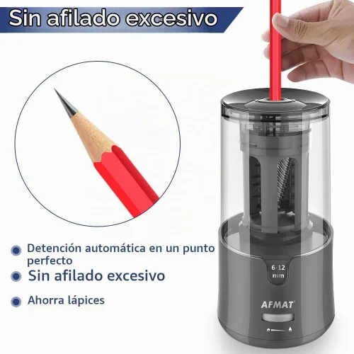 Vista 4 de AFMAT PS91 - Sacapuntas eléctrico, sacapuntas de alta resistencia para lápices de 0.236-0.472 pulgadas, lápices del N.º 2/lápices de colores, parada