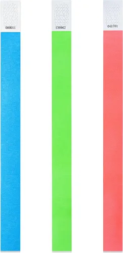 Vista 2 de 150 pulseras de papel para eventos, pulseras de papel, impermeables, imprimibles (verde, azul, rojo)
