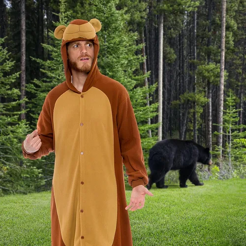 Vista 2 de FUNZIEZ - Disfraz de Halloween para adultos de animales y criaturas marinas mameluco de felpa para adultos mujeres y hombres