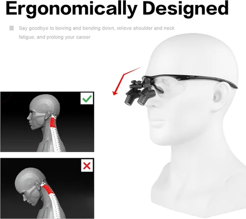 Vista 2 de REEHUT Ergo loupe Ergonómico Ultraligero Quirúrgico Binocular Lupas Ajustable Lupas 4.0X Ampliación Distancia de Trabajo 17.717 in Doblar Lente Tubo