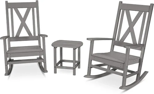 Vista 3 de POLYWOOD® Braxton - Juego de mecedoras, color blanco
