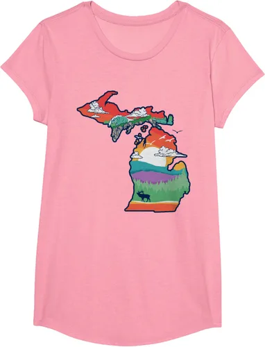 Vista 65 de Michigan Outside - Camiseta con ilustración artística