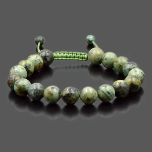 Vista 2 de AD Beads - Pulseras de gemas naturales de 0.39 pulgadas, cristales de sanación, macramé ajustable de 7 a 9 pulgadas