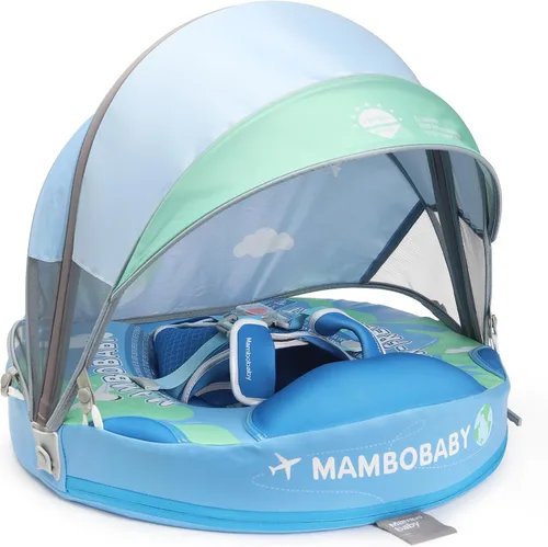Vista 10 de HECCEI - Flotador en forma de aeroplano número 07 Mambobaby para bebé con toldo para el sol, añadir cola, color rosa