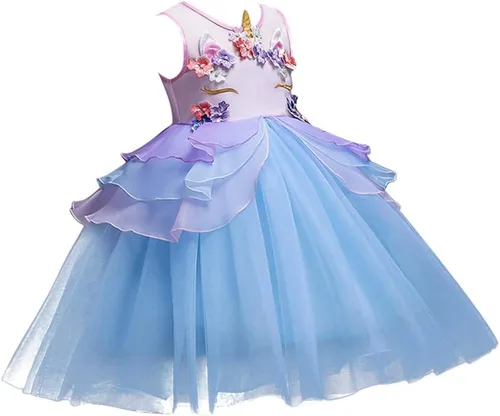 Vista 16 de Vestido de cumpleaños de unicornio para bebé, disfraz de princesa, Halloween, cosplay, Navidad, carnaval, fiesta con diadema
