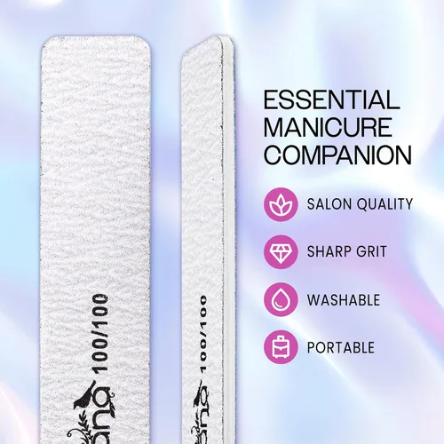 Vista 2 de PANA Lima de uñas Emery Jumbo de doble cara para manicura, pedicura, uñas naturales y acrílicas, cebra (grano 100/100), paquete de 50