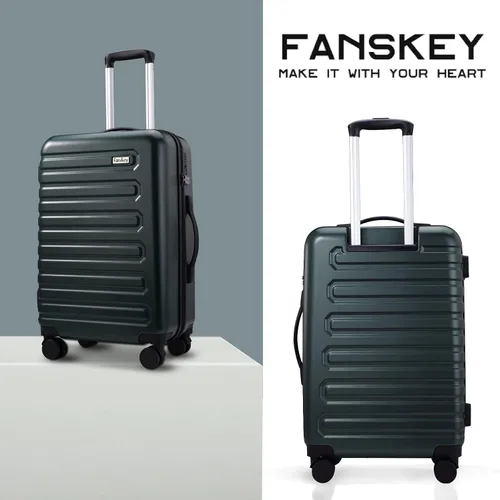 Vista 2 de Fanskey Equipaje, Maleta de 3 piezas con ruedas giratorias, Hardshell, Ligero, TSA Lock, Verde oscuro, Fanskey