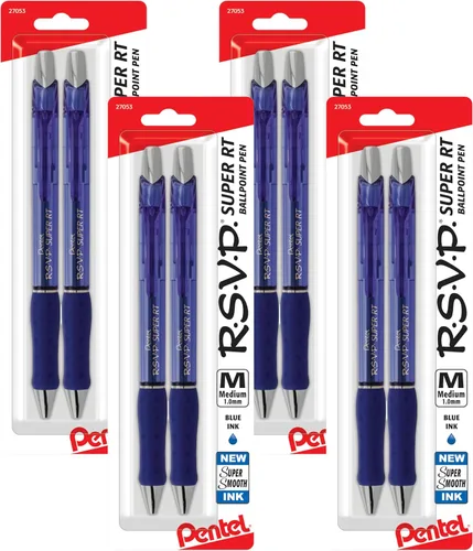 Vista 3 de Pentel RSVP Bolígrafo retráctil súper suave, surtido, paquete de 8 (BX480BP8M)