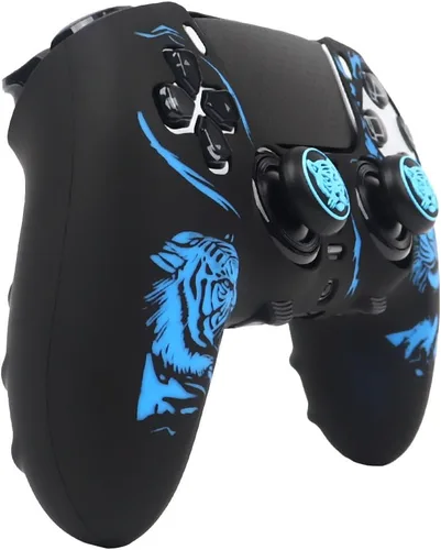 Vista 3 de RALAN Tiger - Fundas de silicona para controlador con 2 agarres para el pulgar, compatibles con PS5 Dualsense Edge Controller Play Station 5 Tigre