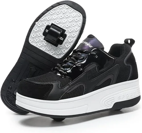 Vista 8 de Wooowyet - Zapatos con ruedas recargables para patinar para niños, unisex, con luces LED, moda