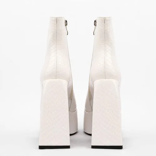 Vista 5 de VOMIRA Botas de plataforma para mujer punta cuadrada tacón alto con cremallera lateral punk cosplay vestido corto