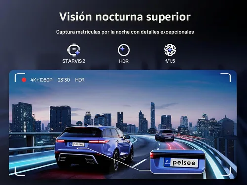 Vista 3 de Cámara de espejo retrovisor Pelsee S12 Pro con sensor STARVIS 2, cámara de espejo retrovisor WiFi de 5.8GHz, cámara frontal de 4K y trasera