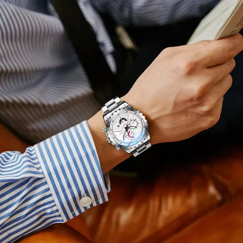 Vista 3 de Men's Fashion Stainless Steel Watches Quartz Watches Waterproof Chronograph Automatic Watch Wristwatches Stainsteel Steel Band Waterproof Watch