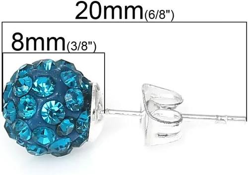 Vista 2 de 0.315in Rhinestones Fireball Disco Ball Pave Bead Stud Pendientes