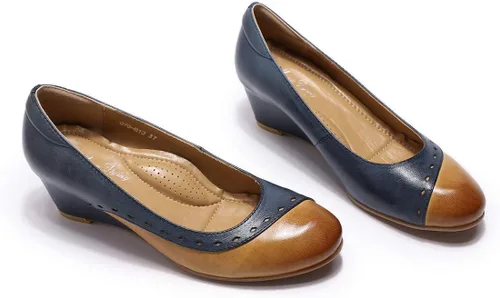 Vista 7 de Mona flying - Tacones de punta de estilo formal para la oficina, de piel auténtica y tacones de altura mediana para mujeres