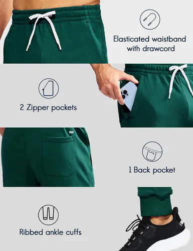 Vista 2 de MIER Men's Cotton Joggers Athletic Sweatpants for Gym Workout Active Lounge Jersey Track Pants with Pockets, Elastic Waist