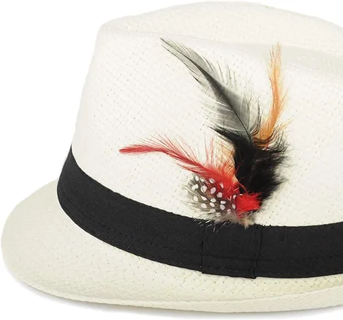 Vista 6 de WESTEND Fedora unisex de ala corta Sombreros para hombres y mujeres + sombreros de paja Fedora sombreros de malla refrescante, sombreros de Fedora
