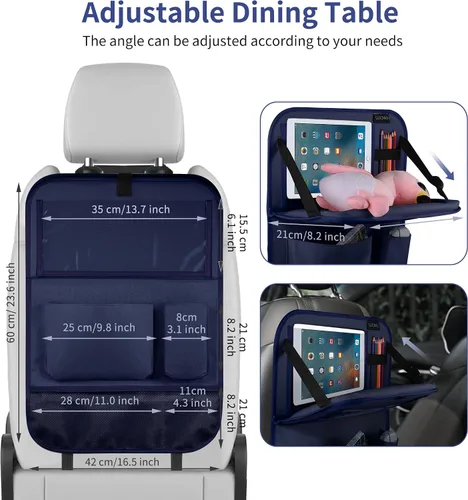 Vista 6 de LUCMO Organizador de asiento trasero de coche con soporte para tableta - 2 piezas, organizador de almacenamiento de coche con 6 bolsillos