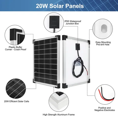 Vista 4 de Kit de paneles solares monocristalinos de batería solar de 12 V 10 A, controlador de carga con cable de extensión y clips, terminal de junta tórica