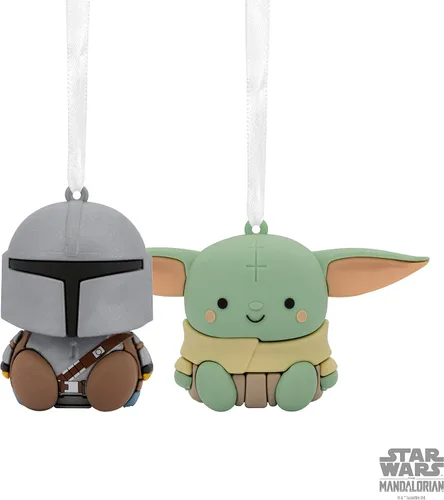 Vista 6 de Hallmark Better Together Star Wars: The Mandalorian and Grogu - Adornos magnéticos de Navidad, juego de 2, inastillables