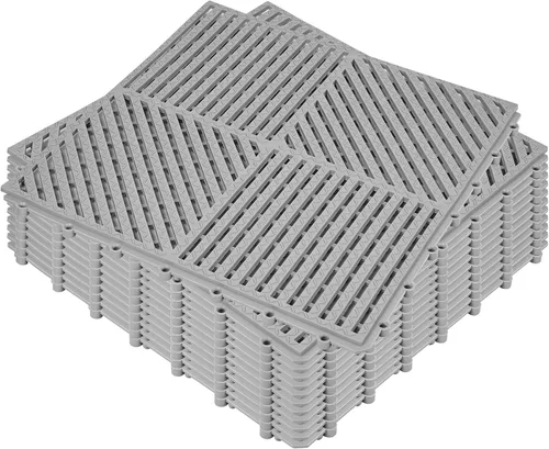 Vista 20 de ToLanbbt Cojín modular entrelazado 8P de 11.8 x 11.8 pulgadas, agujeros de drenaje de goma entrelazados antideslizantes para cubierta, ducha