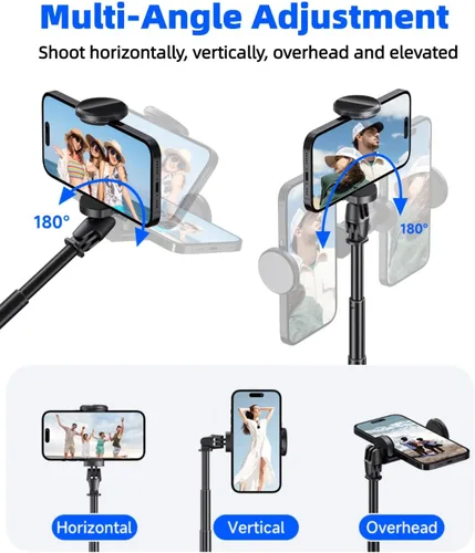Vista 4 de Palo selfie magnético automático de 70 pulgadas, soporte de trípode de apertura automática con control remoto, compatible con Android 5.0 e iOS 5.1