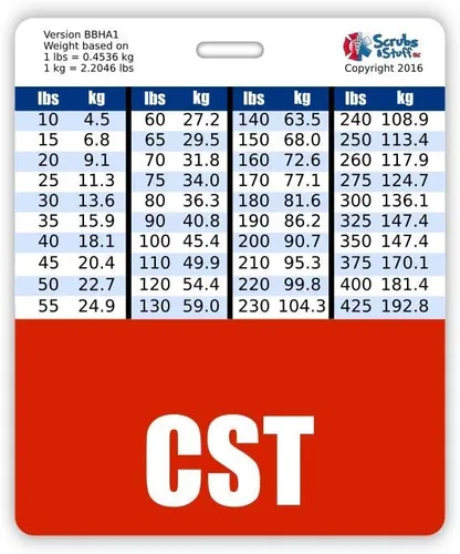 Vista 23 de CST Badge Buddy - Tablas de conversión horizontales con altura y peso (estándar, negro)