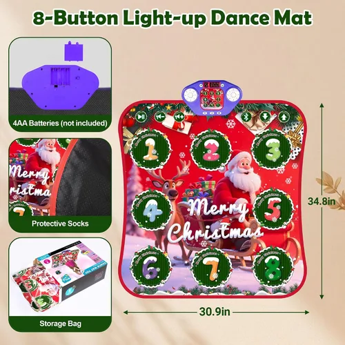 Vista 2 de Nueva Alfombrilla de Baile Electrónica de 8 Flechas Mejorada con Luz LED y Bluetooth Inalámbrico, Juguete de Baile con Música con 3 Modos de Juego